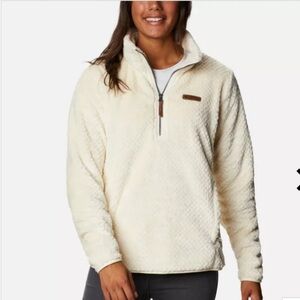 Columbia Cozy Fire Side Cream Fleece Quarter Zip Pullover Size Large Retail $65